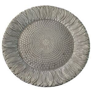 Wilton Armetale  12 inch pewter embossed sunflower round serving tray.